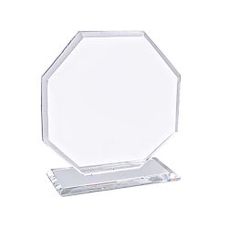 Sekizgen Kristal Şeffaf Cam Plaket