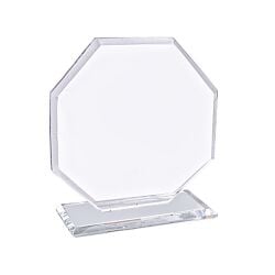 Sekizgen Kristal Şeffaf Cam Plaket