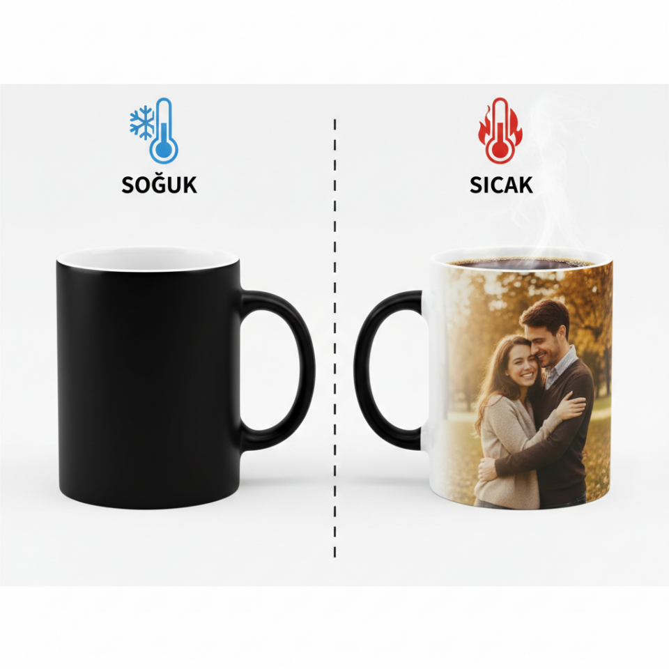 Kişiselleştirilebilir Isıya Duyarlı Sihirli Kupa Bardak
