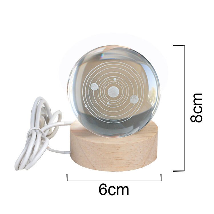 3D Gezegen Tasarımlı Kristal Cam Küre