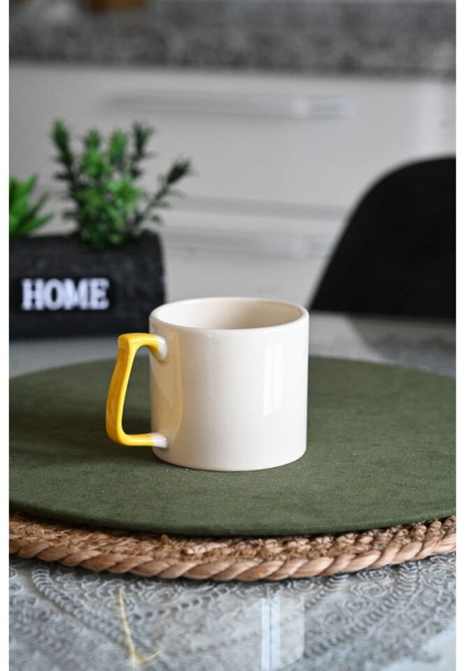 Kişiselleştirilebilir Lüks Sarı Kulp Tasarım Kupa