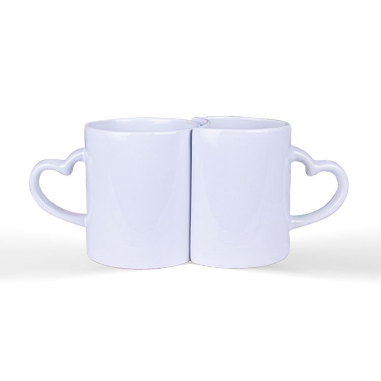 Kişiselleştirilebilir Kalp Kulplu Sevgili Kupa Seti - 2’li Set