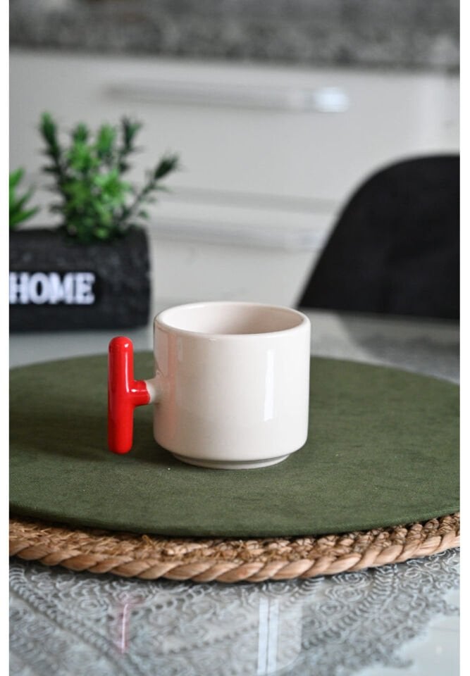 Kişiselleştirilebilir Modern Kırmızı T-Kulp Tasarım Kupa