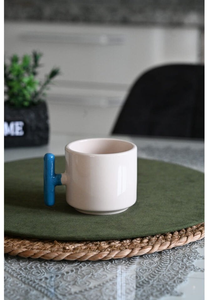 Kişiselleştirilebilir Modern Mavi T-Kulp Tasarım Kupa