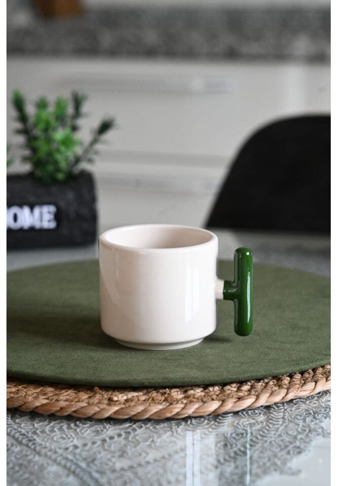 Kişiselleştirilebilir Modern Yeşil T-Kulp Tasarım Kupa