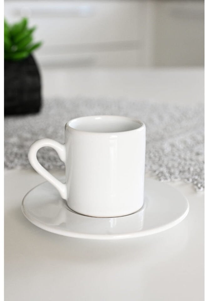Kişiselleştirilebilir Minimalist Beyaz Türk Kahvesi Fincanı - 2’li Set
