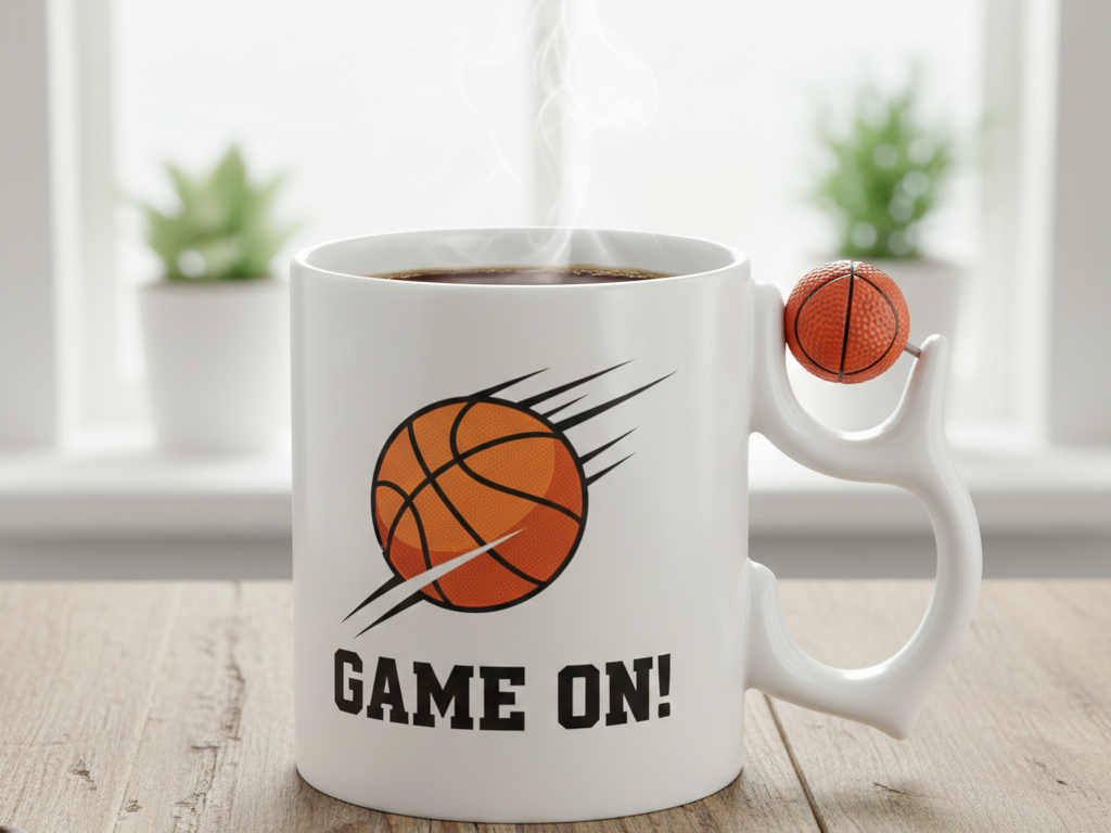 Kişiselleştirilebilir 3D Basketbol Topu Kulplu Kupa Bardak - MVP’ye Özel Hediye