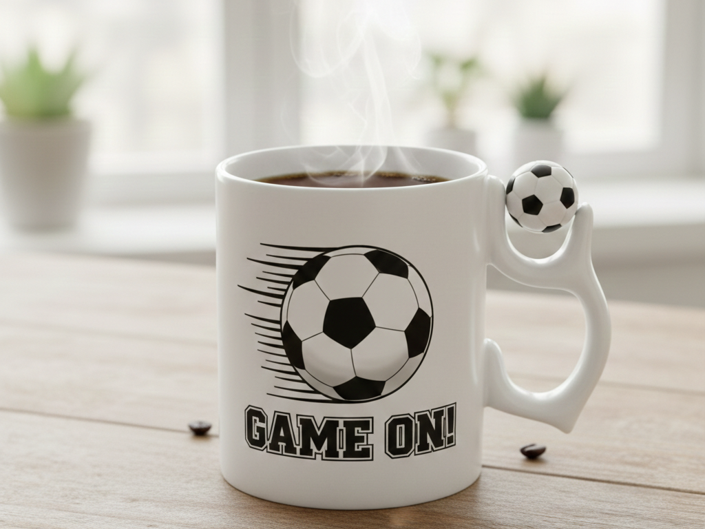 Kişiselleştirilebilir 3D Top Kulplu Beyaz Kupa Bardak - Taraftara Özel Hediye