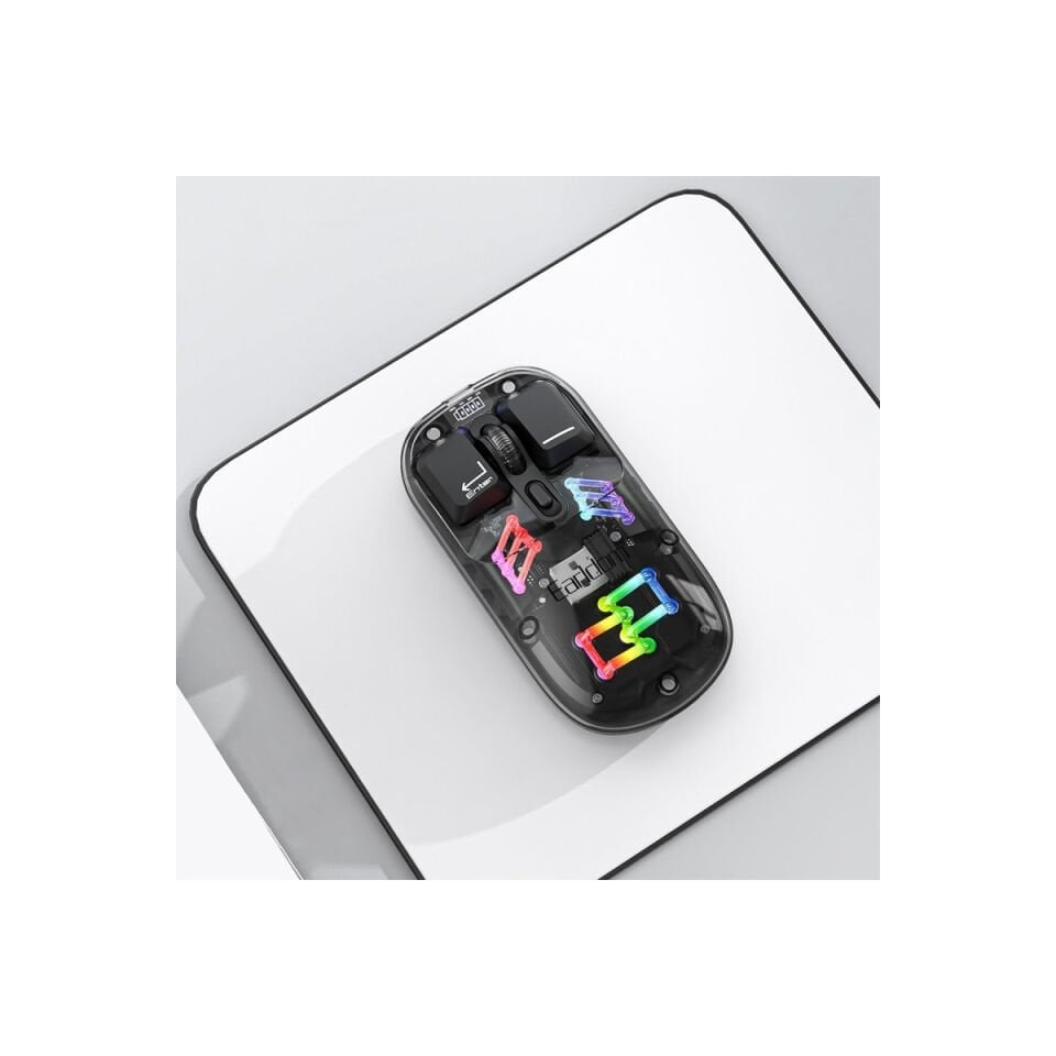 Earldom KM16 1600 DPI Sessiz Transparan Yapılı RGB Kablosuz Ofis Mouse - Siyah
