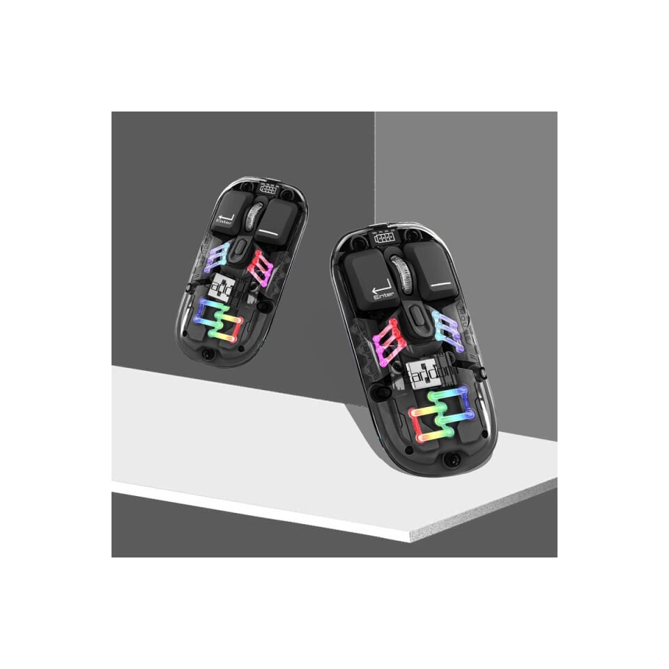 Earldom KM16 1600 DPI Sessiz Transparan Yapılı RGB Kablosuz Ofis Mouse - Siyah