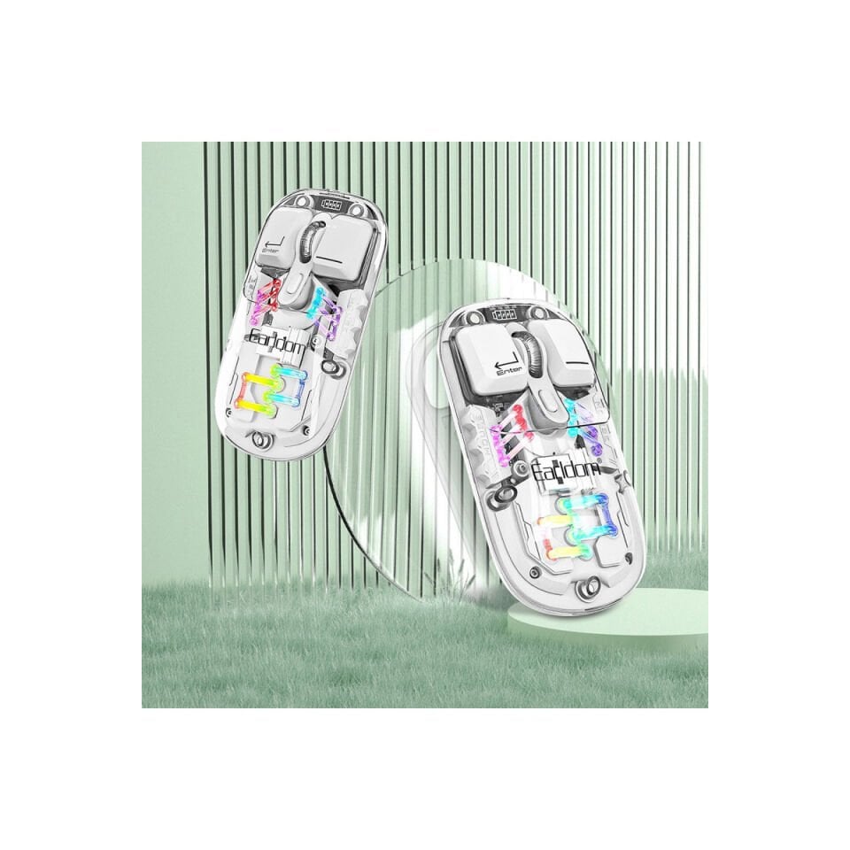 Earldom KM16 1600 DPI Sessiz Transparan Yapılı RGB Kablosuz Ofis Mouse - Beyaz