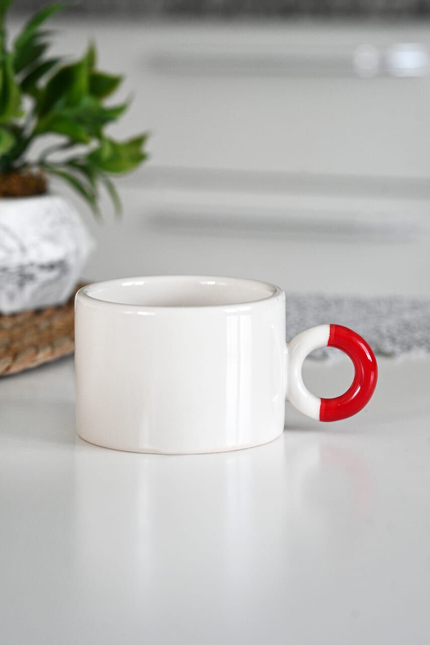 Minimalist  Tasarım Nescafe Fincanı KIRMIZI