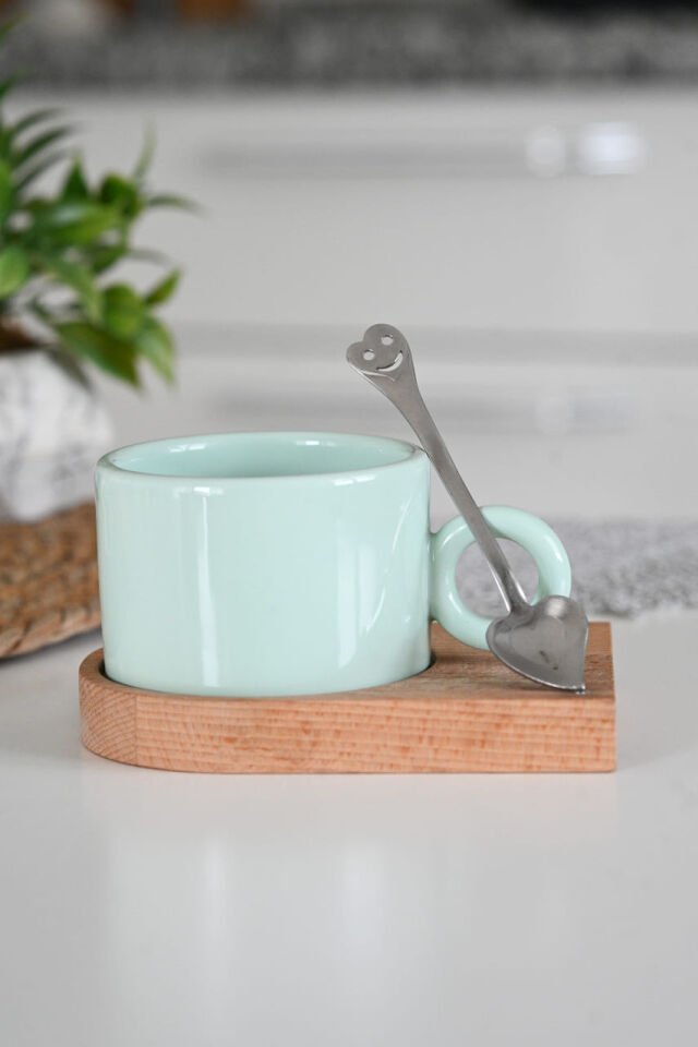 Modern Pastel Seri Nescafe Fincanı YEŞİL - Bambu Tabak İstiyorum