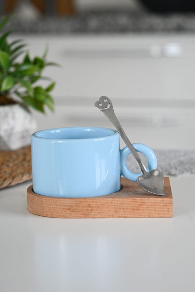 Modern Pastel Seri Nescafe Fincanı MAVİ - Bambu Tabak İstiyorum