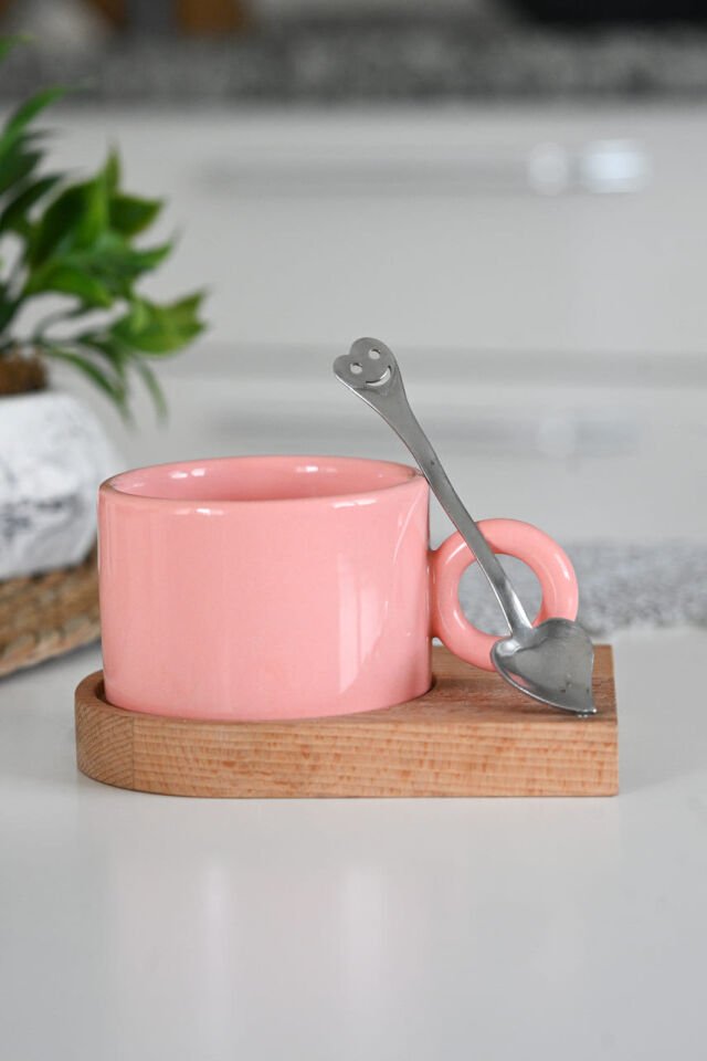 Modern Pastel Seri Nescafe Fincanı PEMBE - Bambu Tabak İstiyorum