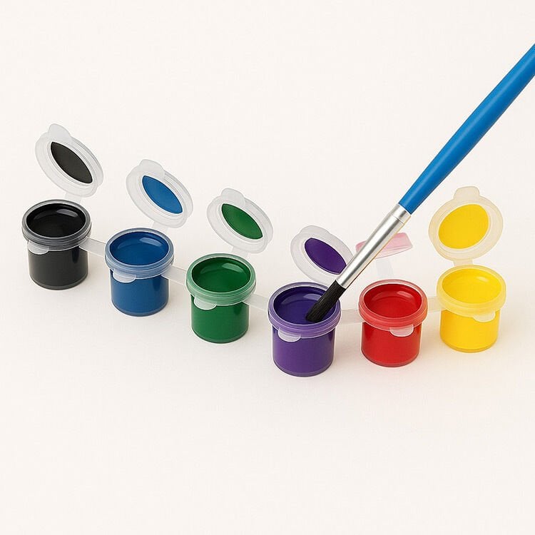 6 Renkli Akrilik Boya ve Fırça Seti