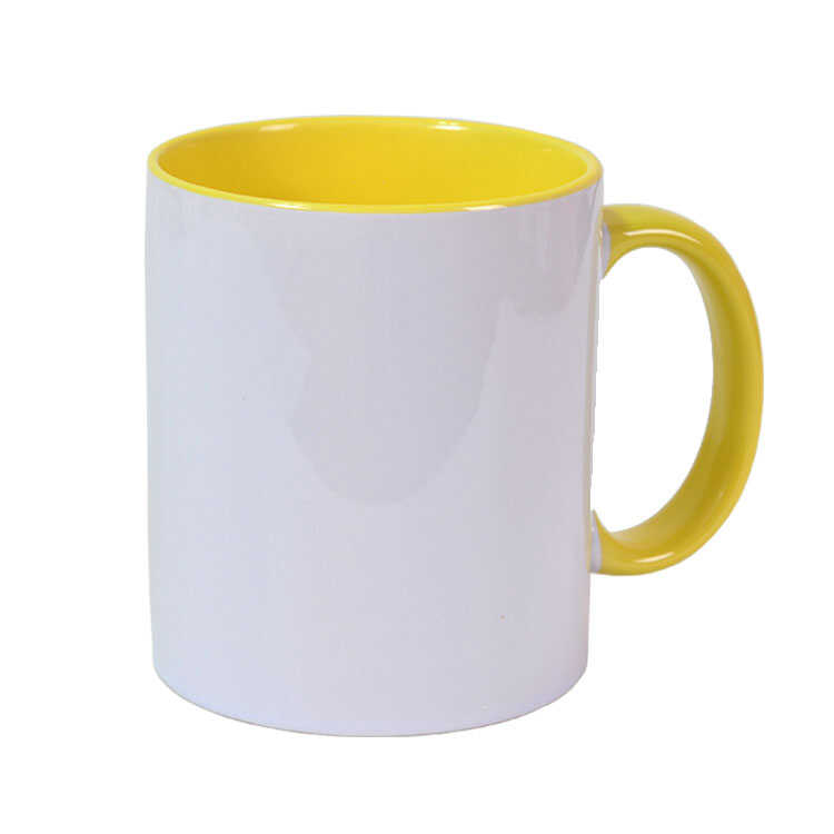 Kişiye Özel Tasarım: İçi ve Kulpu Sarı Renkli Kupa Bardak