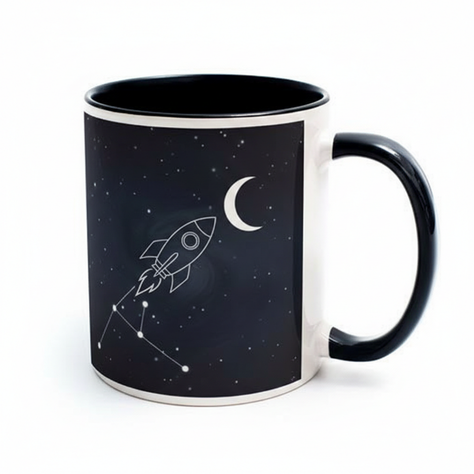 Kişiye Özel Tasarım: İçi ve Kulpu Siyah Renkli Kupa Bardak