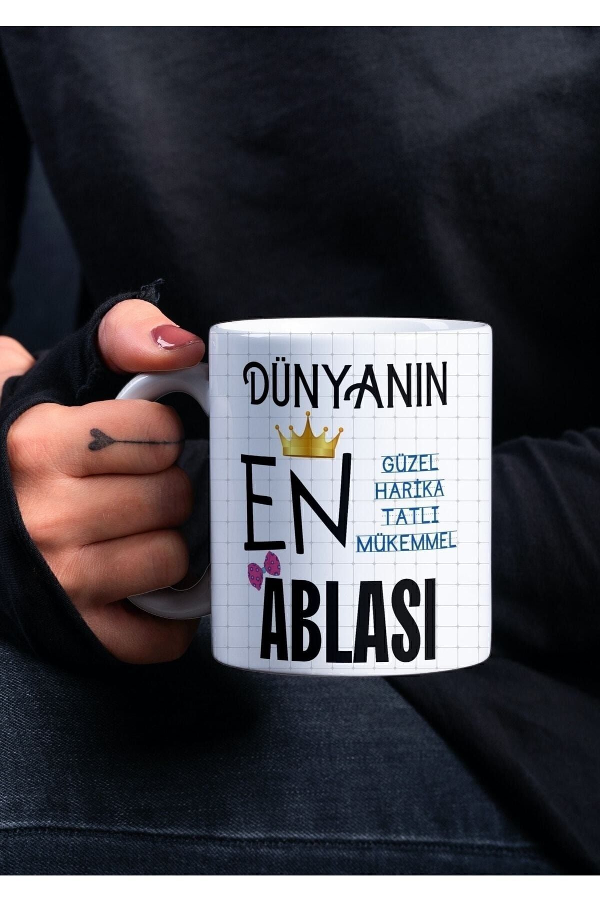 Abla Temalı Yazılı Özel Tasarım Kupa Bardak, Ablalar Günü Hediyesi, Ablaya Hediye Kupa Bardak