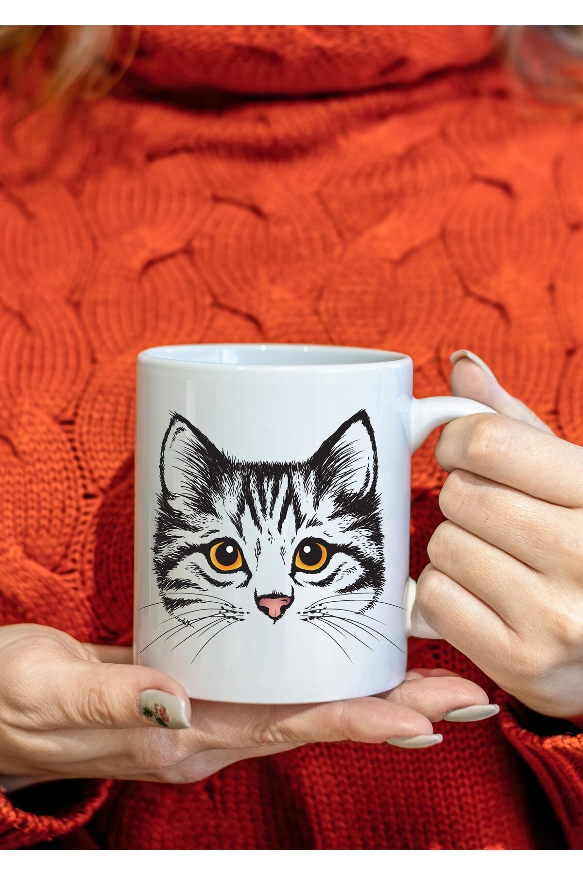 Kedi Kafası Çay Ve Kahve Kupası