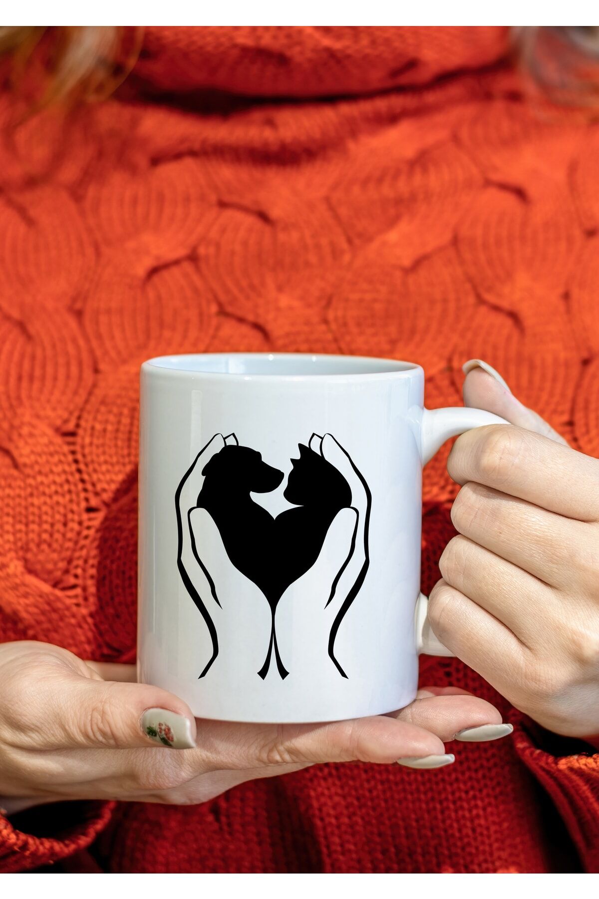 Kedi Ve Köpek Avuç Içi Çay Ve Kahve Kupası