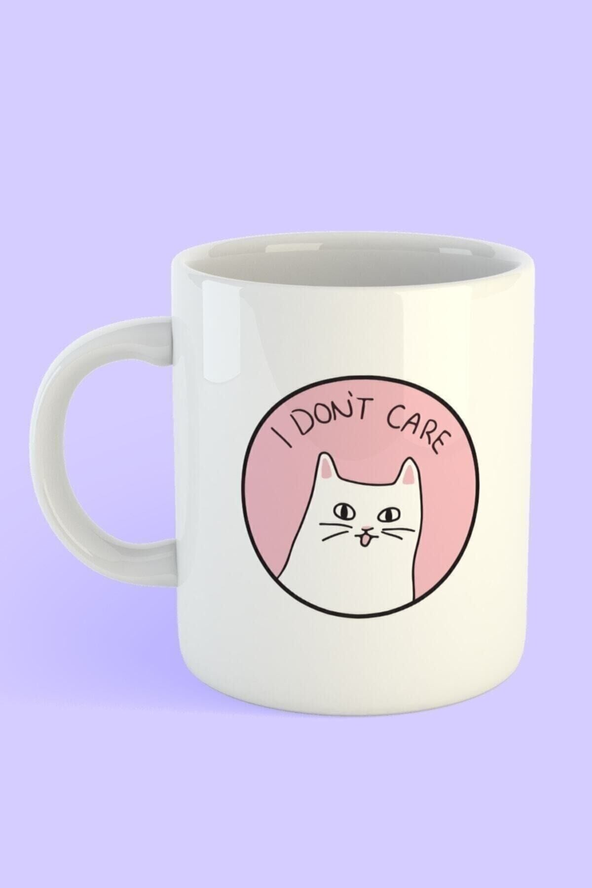Kedi I Don't Care Detaylı Kupa