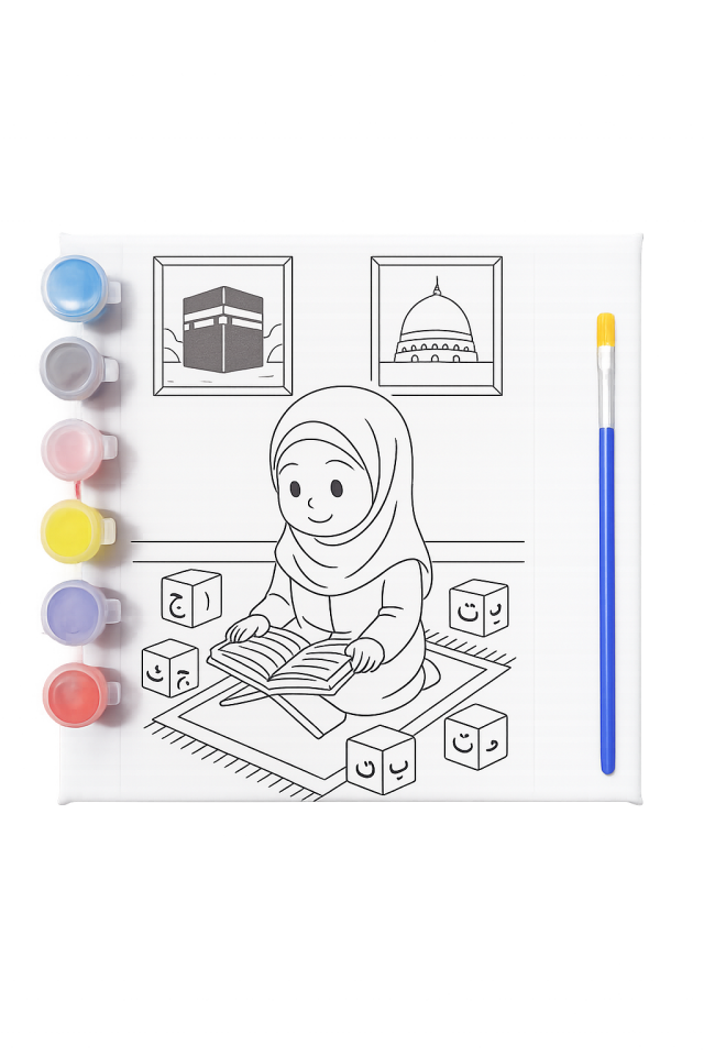 Çocuklar İçin Kanvas Boyama Seti – 6 Renk Boya + Fırça | Eğitici ve Eğlenceli