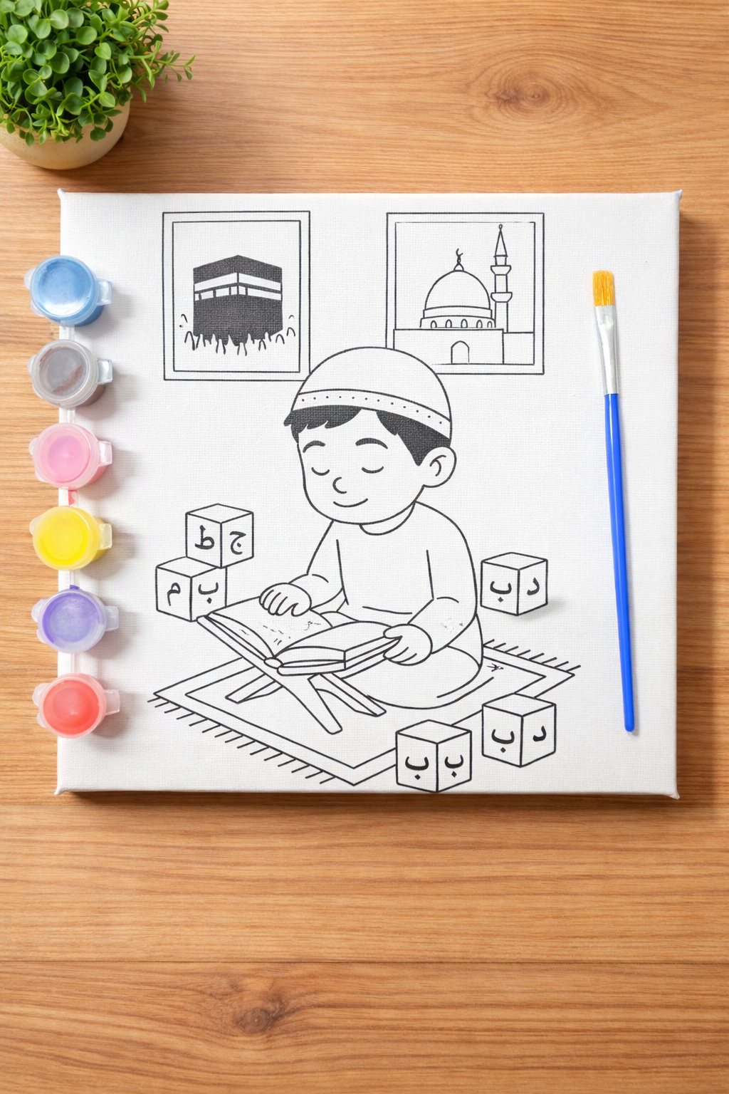 Çocuklar İçin Kanvas Boyama Seti – 6 Renk Boya + Fırça | Eğitici ve Eğlenceli