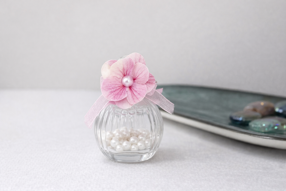 Cam Şişe Kına & Nikah Hatırası – Pembe Çiçekli Model