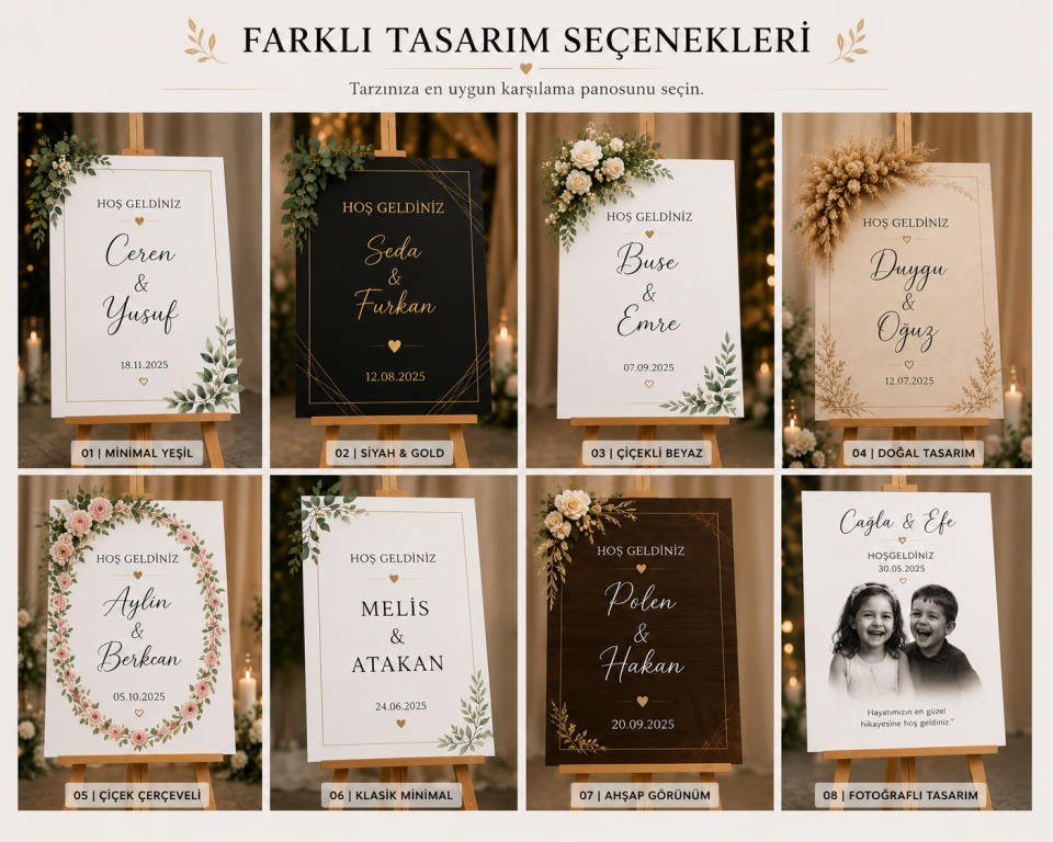 Kişiye Özel Düğün ve Nişan Karşılama Panosu | UV Baskı | Fotoğraflı ve İsme Özel Tasarım
